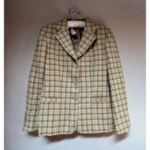 Debra C Beverly Hills Women Cashmere Plaid Blazer Jacket Size 42 US 8 Italy Made